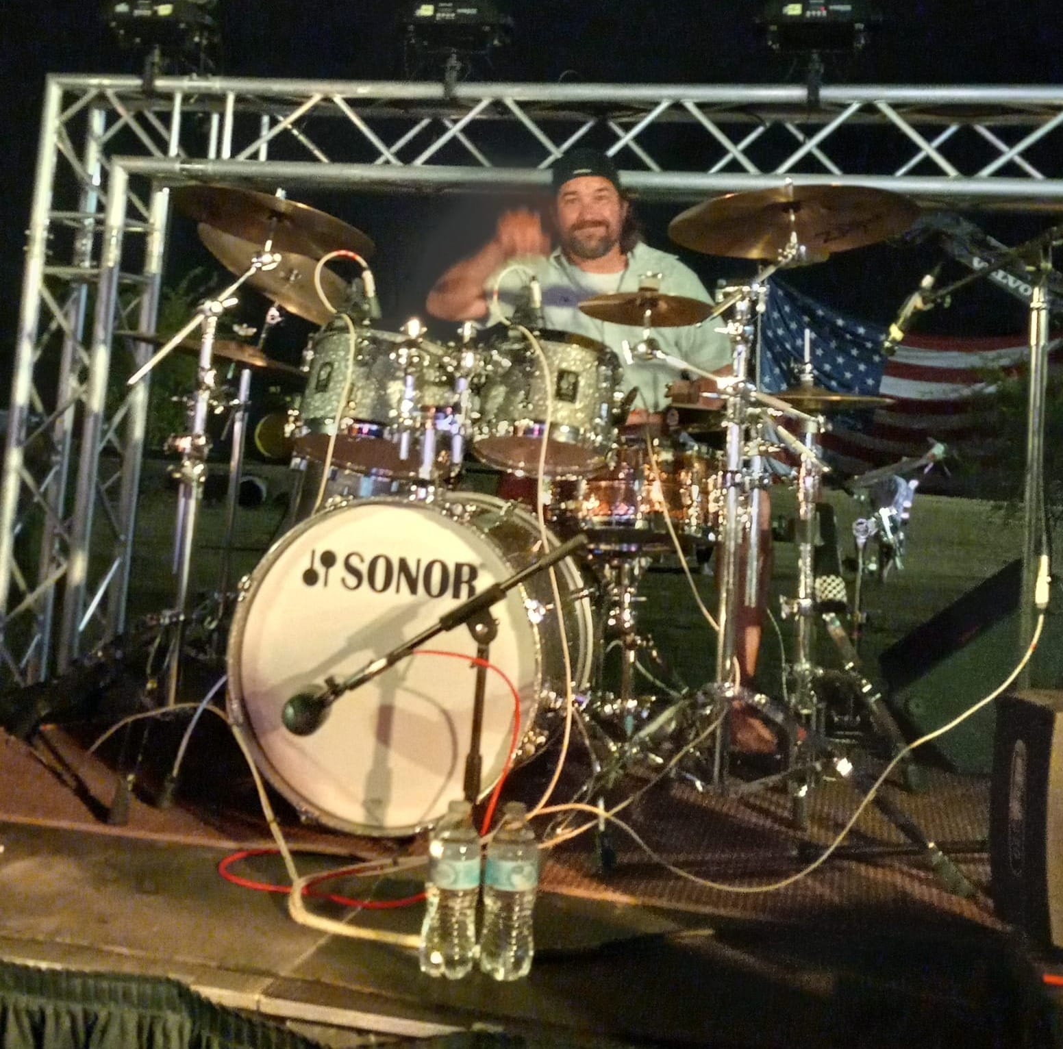 Tim Cole and his metallic sparkle Sonor drum kit...I'm jealous!