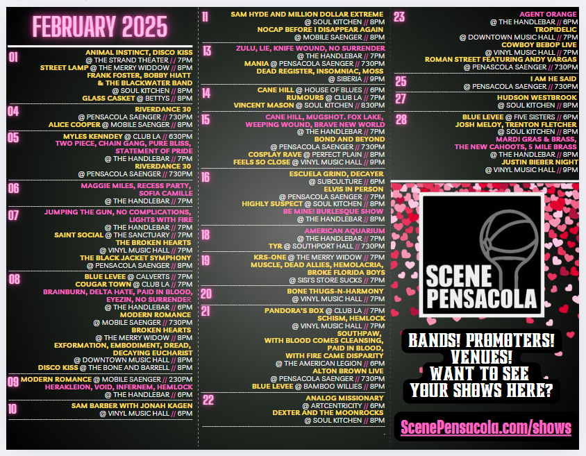 Inside February's Show Calendar.